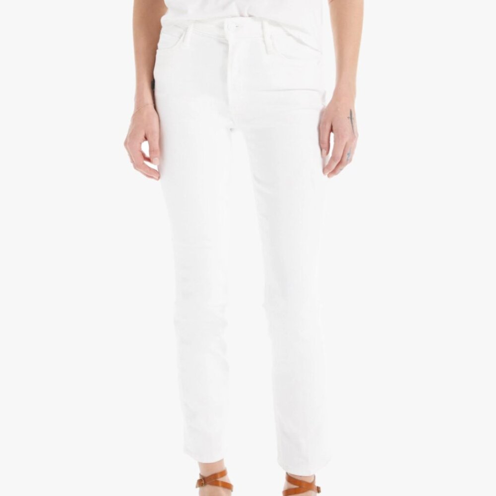 MOTHER The Mid Rise Dazzler Ankle Fairest Of Them All White Straight Jeans NWT